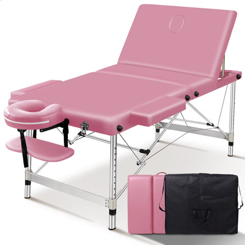 ALFORDSON Massage Table 3 Fold 85cm Portable (Pink)