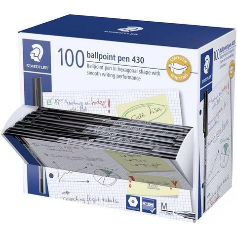 Staedtler 430 Stick Ballpoint Pen Medium (Black) [Box 100]