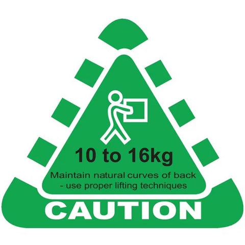 Stock Forms Caution Weight 10-16kg 80x70mm Green 250 Labels Roll Pack 4