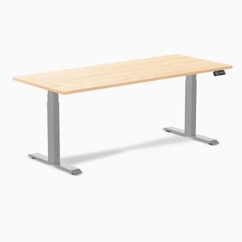 Desky Dual Hardwood Sit Stand Desk 180cm Maple Desktop and Grey Frame