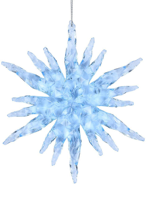 Christmas Warehouse - DECRH987 Ice Blue Textured Crystal Snowflake Whimsical Essential Ornament | 14cm Clear with Blue