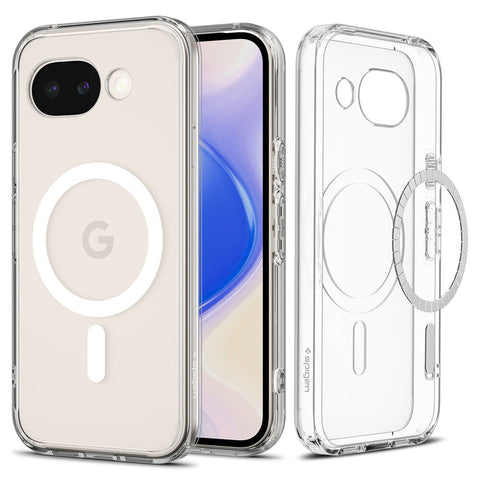 Spigen Google Pixel 10a Ultra Hybrid (MagFit) Case (Clear Case / White Ring)
