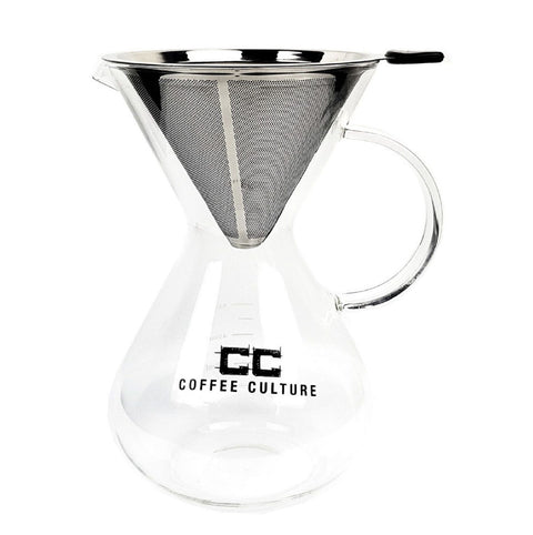 Coffee Culture Pour Over 600ml Glass Coffee Maker Drip Jug with Filter Clear
