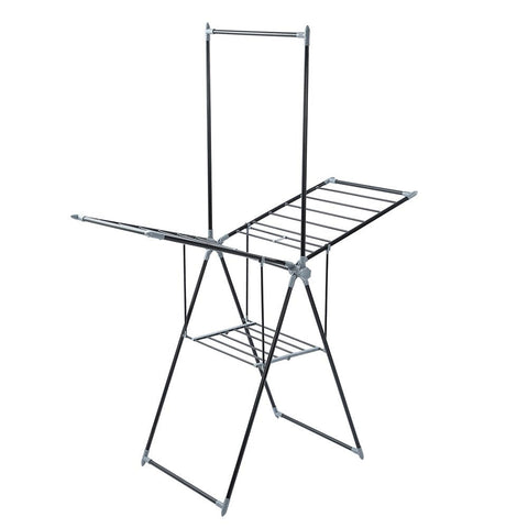 Boxsweden Foldable Clothes Airer with Hanging Rack 155x194cm (Black)