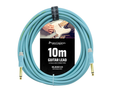 Precision Audio 1/4" 6.35mm Guitar Lead Instrument Cable Blue 10m