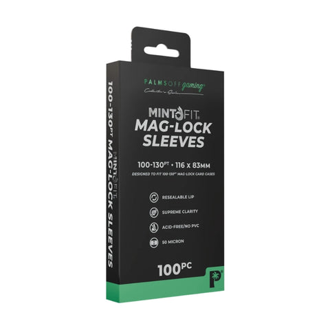 Palms Off Gaming Mint-Fit Mag-Lock Card Case Sleeves (100pt-130pt) - 100pc