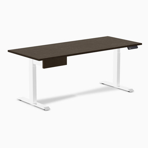 Desky Single Standing Desk With Drawer - Dark Bamboo / 1800x750mm / White