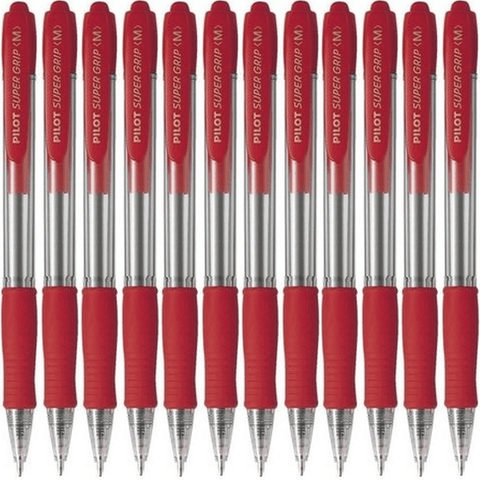 Pilot Super Grip Retractable Ballpoint Pen Medium 1.0mm (Red) [Box 12]