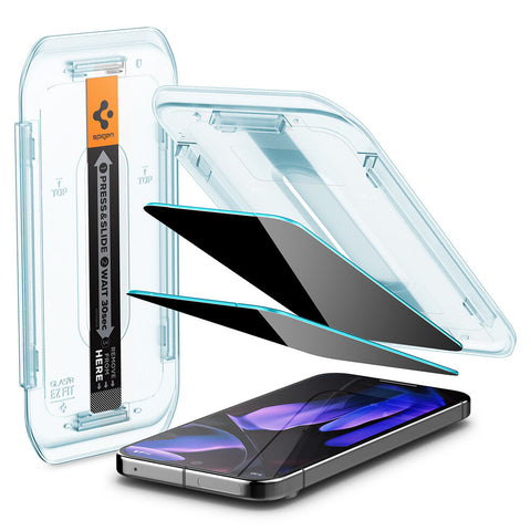 Spigen Google Pixel 10/10 Pro/9/9 Pro GLAS.tR EZ Fit Privacy 2PCS Glass Screen Protector (Black)