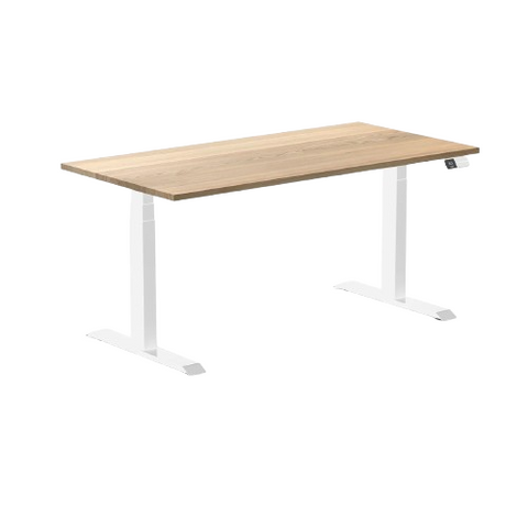 Desky Dual Hardwood Sit Stand Desk 150cm (White Ash Desktop/White Frame)