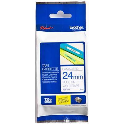 Brother Tze-253 Laminated Labelling Tape 24mm (Blue On White)