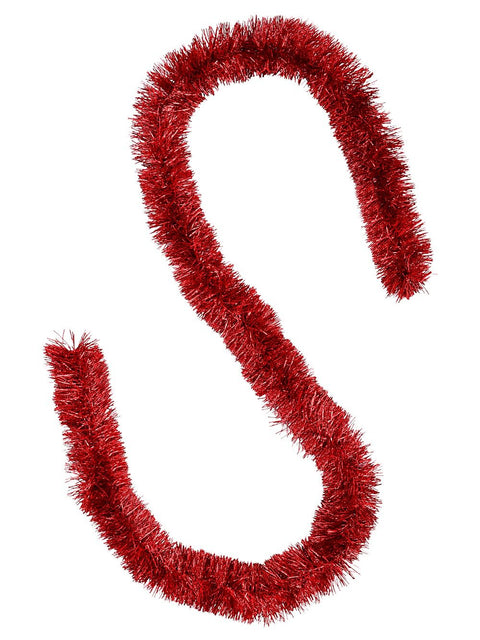 Christmas Warehouse - TINN2608 Classic 5ply Red Metallic Spruce Christmas Tinsel Garland | 2m x 80mm Metallic Red
