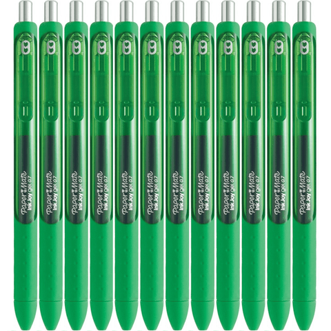 Papermate Box 12 Inkjoy Gel Pen Retractable Medium 0.7mm (Green)