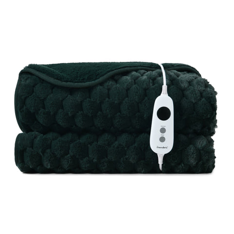 Dreamaker Emmett Textured Faux Fur Heated Throw [180x200cm] (Deep Teal)