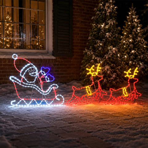 Lexi Lighting 3.1m Santa in Sleigh with Running  Reindeers
