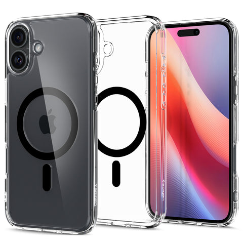 Spigen Apple iPhone 16 Plus Ultra Hybrid (MagFit) Case - Clear Case / Black Ring