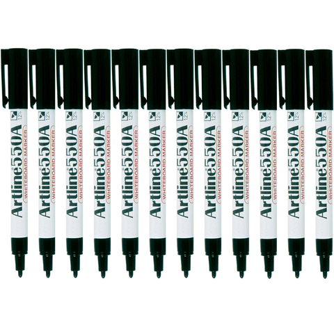 Artline 550A Whiteboard Marker 1.2mm Bullet (Black) [Box 12]