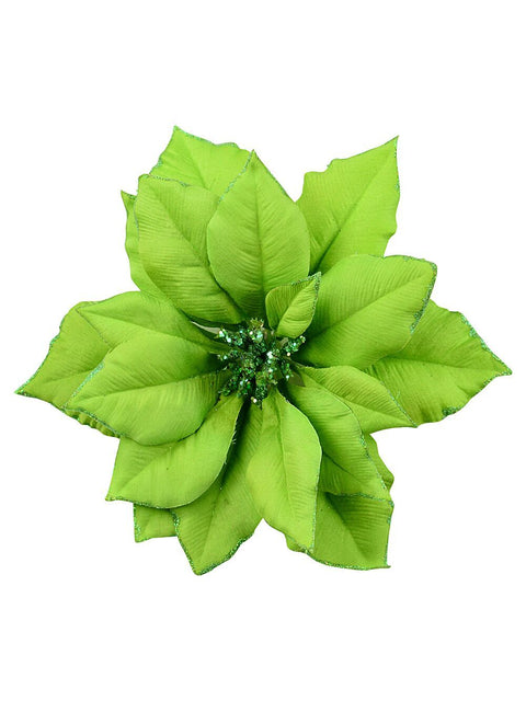 Christmas Warehouse - PICK2510 Light Green Poinsettia Christmas Tree Clip Pick | 24cm Light Green