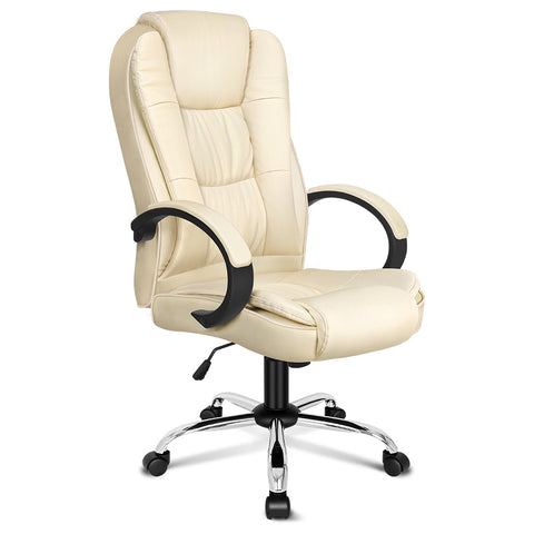 ALFORDSON Office Chair Executive Computer PU Leather Seat (Beige)