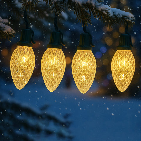 Lexi Lighting C9 Pinecone 50 LEDs Connectable String Christmas Lights Warm White