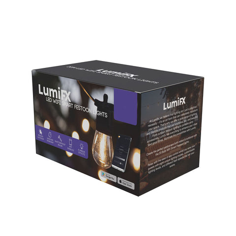 LumiFX 50 Bulb LED WIFI Smart Festoon Lights 20m Warm White