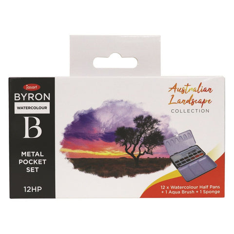 Jasart Byron 12-Colour Pocket Watercolour with Brush Set Australian Landscape