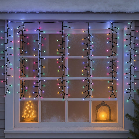 Lexi Lighting Waterfall Cluster Icicle Christmas Lights - Candy