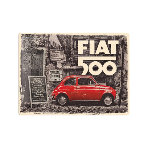 Nostalgic-Art Fiat 500 Red Car 30x40cm Large Metal Tin Sign Plaque