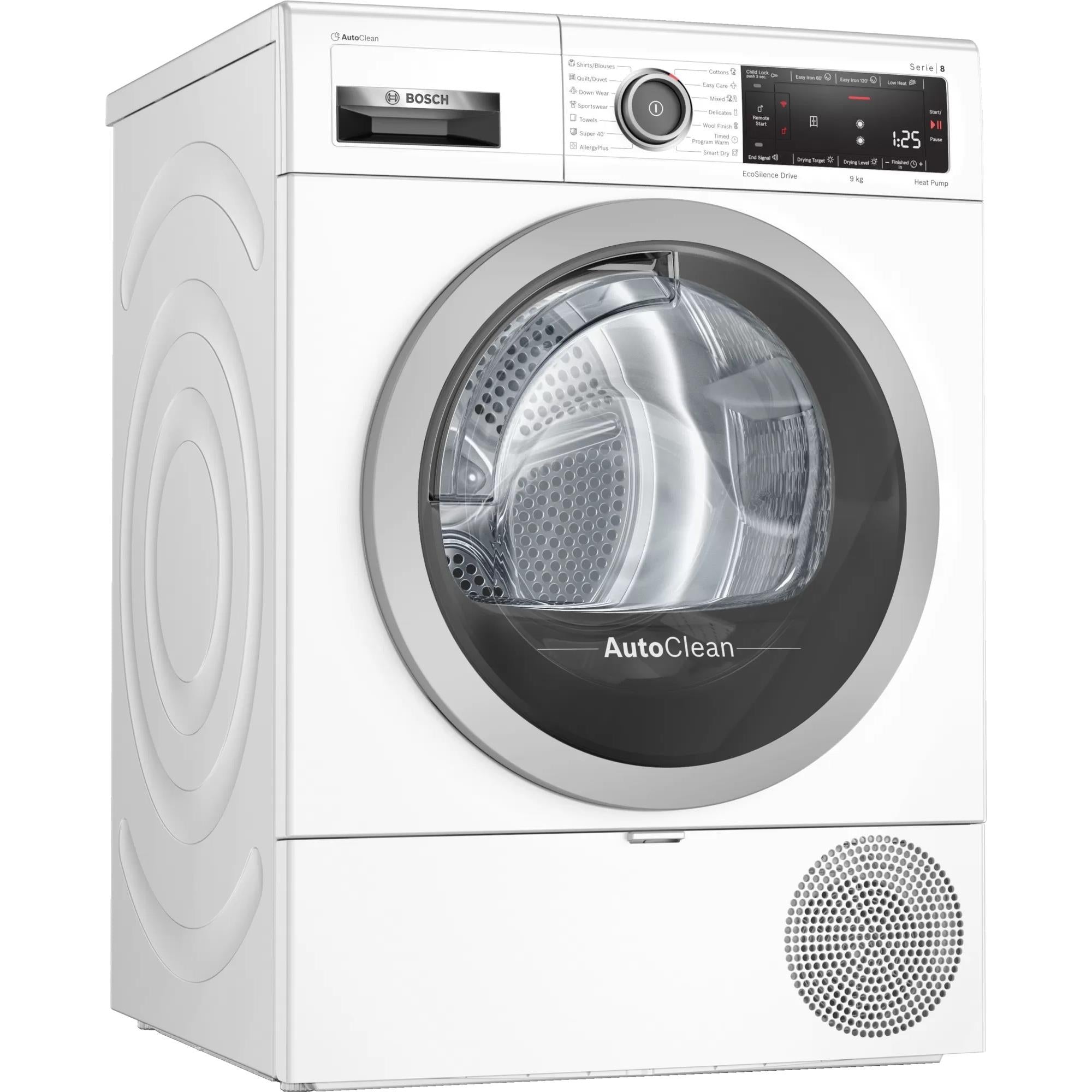 Bosch Series Self Cleaning Condenser Dryer Bosch WTX88MH0AU 9kg Series Heat Pump Dryer (White) JB Hi-Fi