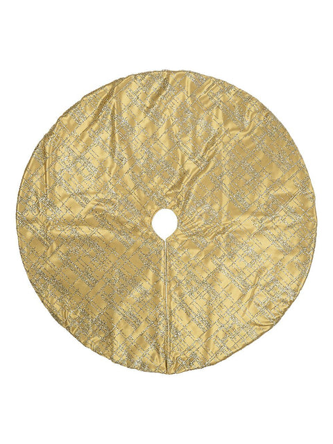 Christmas Warehouse - SKRT2604 1m Sheer Organza & Gold Satin Geometric Christmas Tree Skirt Gold