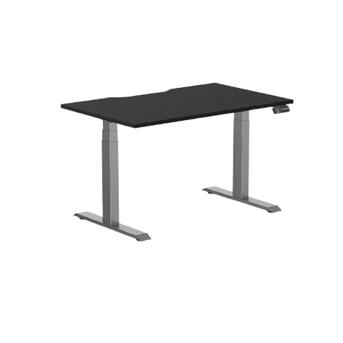 Desky Dual Scalloped Melamine Sit Stand Desk - Black / 1200x750mm / Space Grey