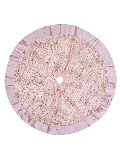 Christmas Warehouse Pink Christmas Tree Skirt With Gold Sequin Starburst Pattern 1.2m (Pink/Gold)