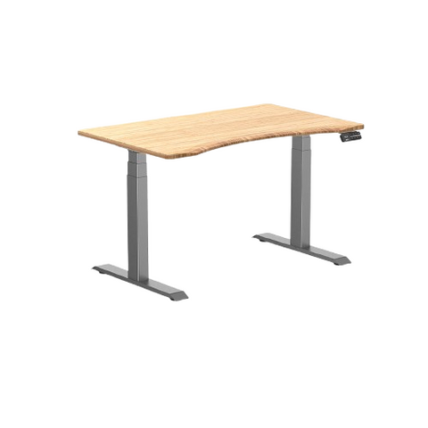 Desky Dual Ergo Edge Sit Stand Desk 120cm Bamboo Desktop and Space Grey Frame