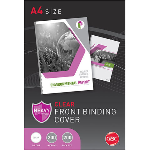 GBC Ibico Binding Cover 200 Micron A4 Clear Pack 200