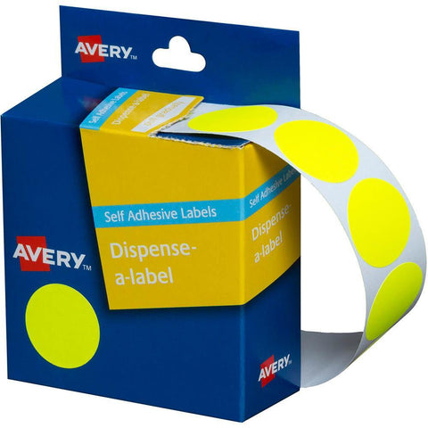 Avery 937295 Round Label Dispenser 24mm (Fluoro Yellow) [Box 350]