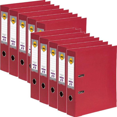 Marbig Lever Arch File Folder Foolscap 75mm (Deep Red) [10 Pack]