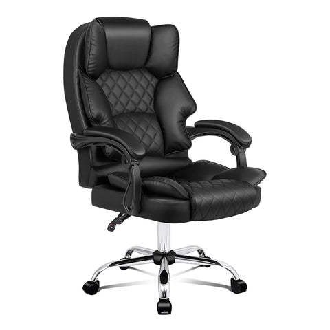 ALFORDSON Office Chair Executive Computer PU Leather Seat Recliner (Black)
