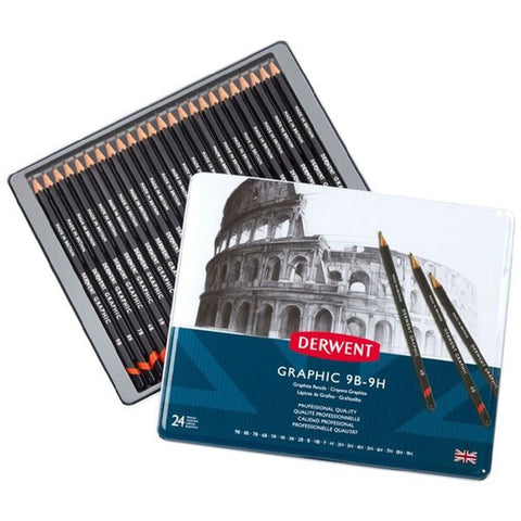 Derwent Graphic Sketching Pencils All Grades Tin [24 Pack]