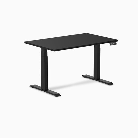 Desky Dual Melamine Sit Stand Desk 120cm Black Desktop and Matte Black Frame