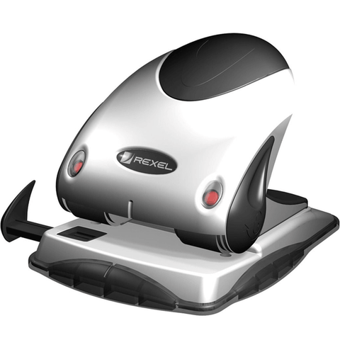 Rexel 2 Hole Punch Precision Clam Large 40 Sheets Puncher Silver/Black