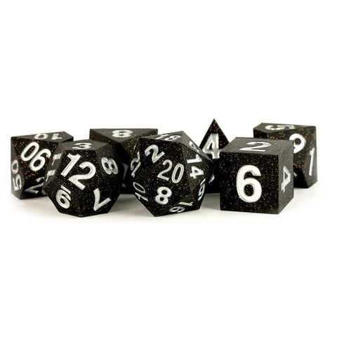 Fanroll By Metallic Dice Games MDG Sharp Edge Silicone Rubber Dice Set 16mm - Gold Scatter