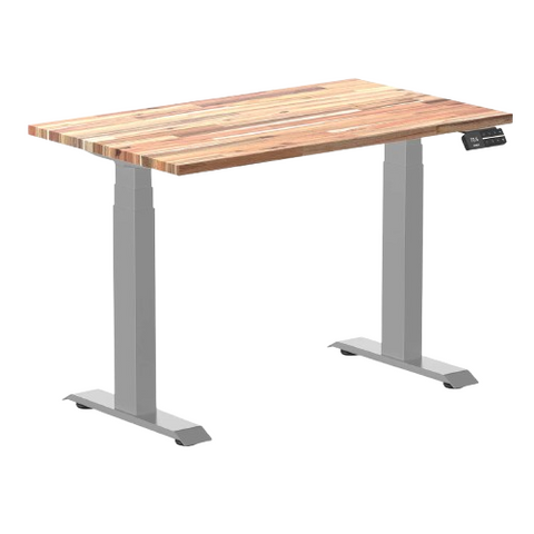 Desky Dual Mini Hardwood Sit Stand Desk 80cm Acacia Desktop and White Frame