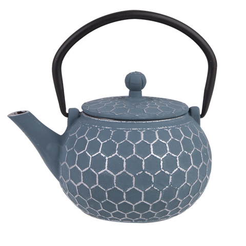 Teaology Cast Iron Teapot 500ml - Honeycomb Blue Silver