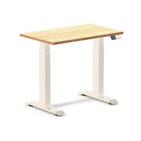 Desky Dual Mini Bamboo Sit Stand Desk 100cm Bamboo Desktop and Wheat Frame