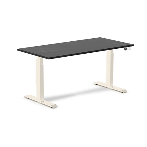 Desky Dual Hardwood Sit Stand Desk 150cm Black Ash Desktop and Wheat Frame