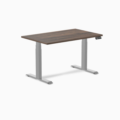 Desky Dual Melamine Sit Stand Desk 120cm Jarrah Legno Desktop and Grey Frame