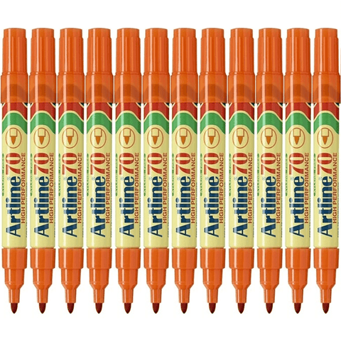 Artline 70 Box 12 Permanent Marker Bullet 1.5mm (Orange)