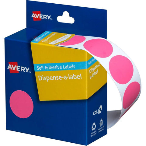 Avery 937249 Round Label Dispenser 24mm (Pink) [Box 500]