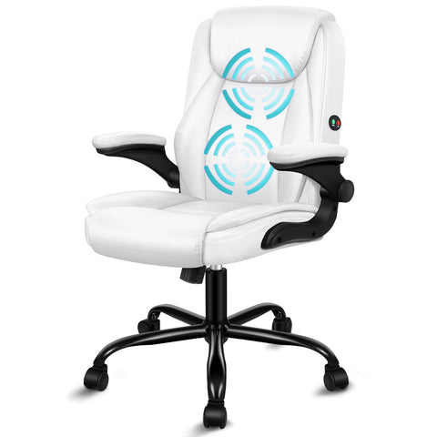 ALFORDSON Massage Office Chair Executive Computer Seat PU Leather (White)