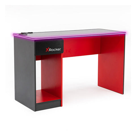 X Rocker Carbon-Tek Gaming Desk with Wireless Charging & LED Lighting (Black)